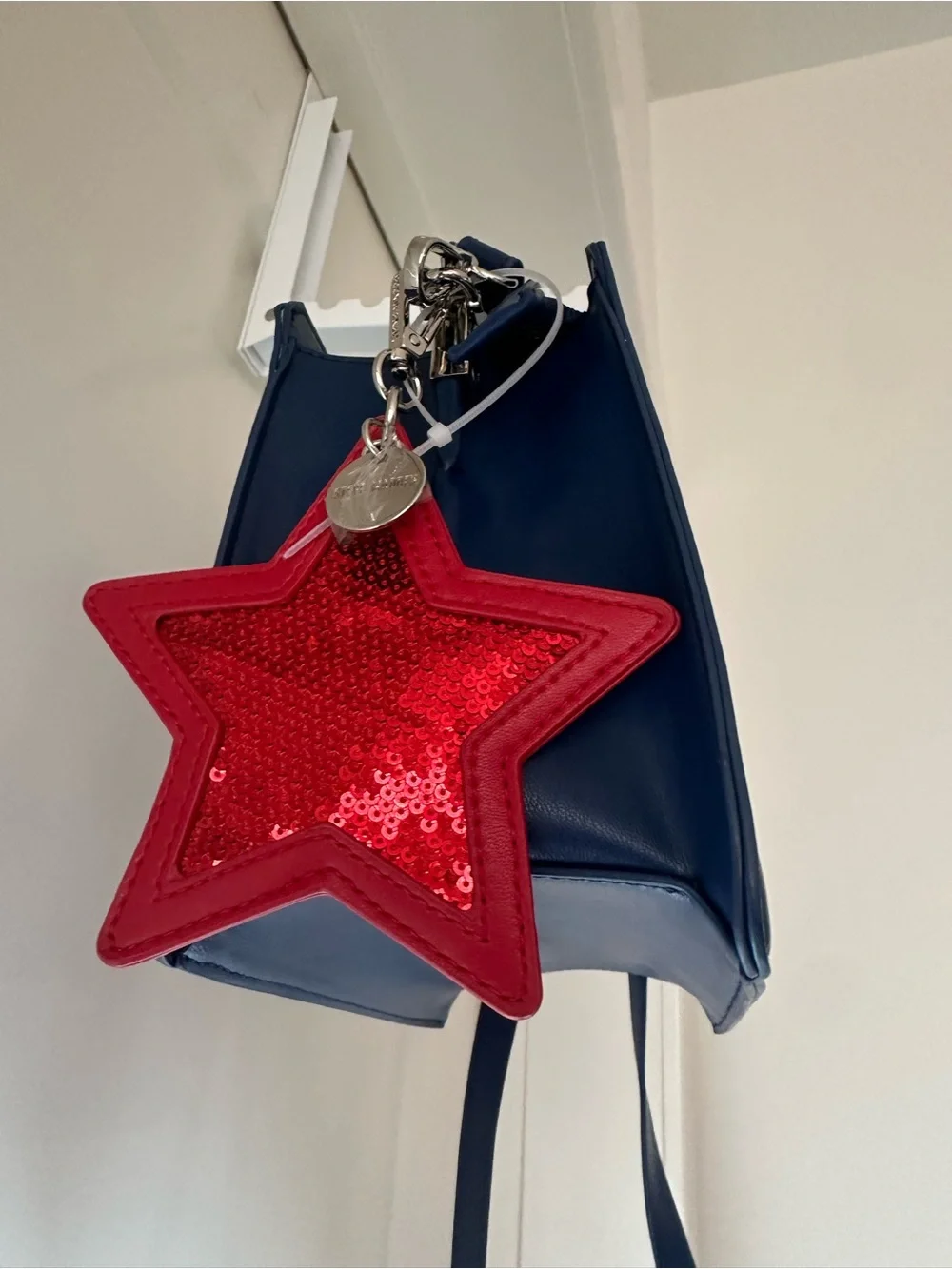 Steve Madden Bevlynn Red/White/Blue Striped Satchel Handbag Purse (Minor Flaw)